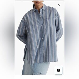 Madewell Blue and White Vertical Stripe Button-Down Shirt - size Medium NWT